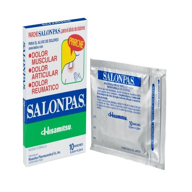 SALONPAS 20 SACHET X10 PARCHE VTA Alcanfor + Mentol + Salicilico Acido + Timol